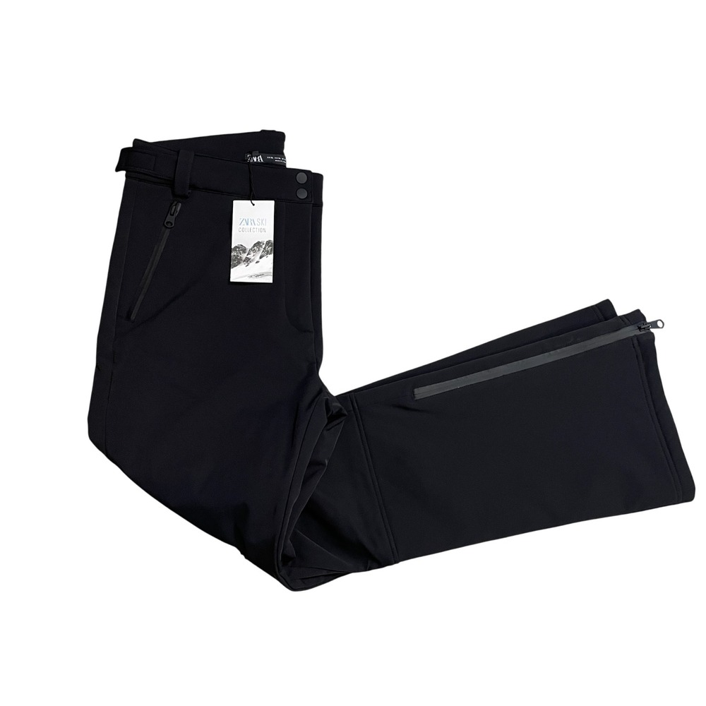 Zara Black X-Large New w/Tags‎ Ski Pants Slim Polyamide Blend Zip Leg